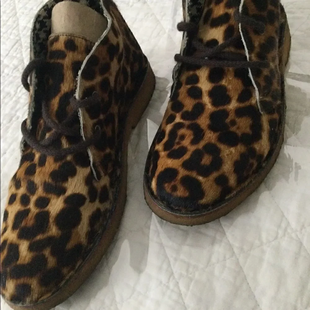 Leather Pony Hair ankle boots Cheetah print